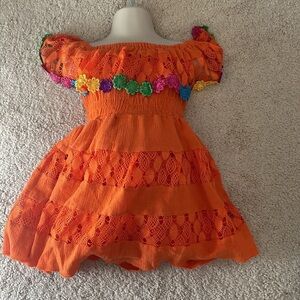 Orange Mexican Girl Dress. Size 3/4